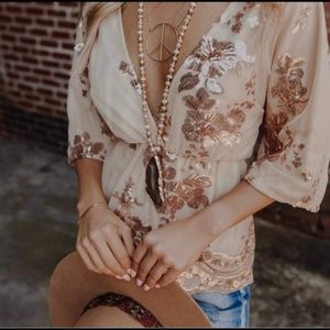 Sequin rose gold blouse never worn!